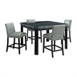 Celine 5PC Counter Height Dining Set-Table & Four Grey Faux Leather Chairs