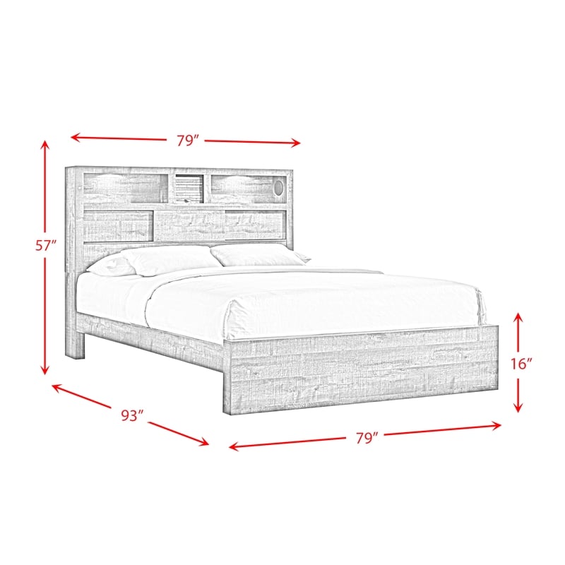 Picket House Furnishings Beckett King Bookcase Panel 4PC Bedroom Set w/Bluetooth