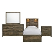 Picket House Furnishings Beckett Twin Bookcase Panel 4PC Bedroom Set w/Bluetooth