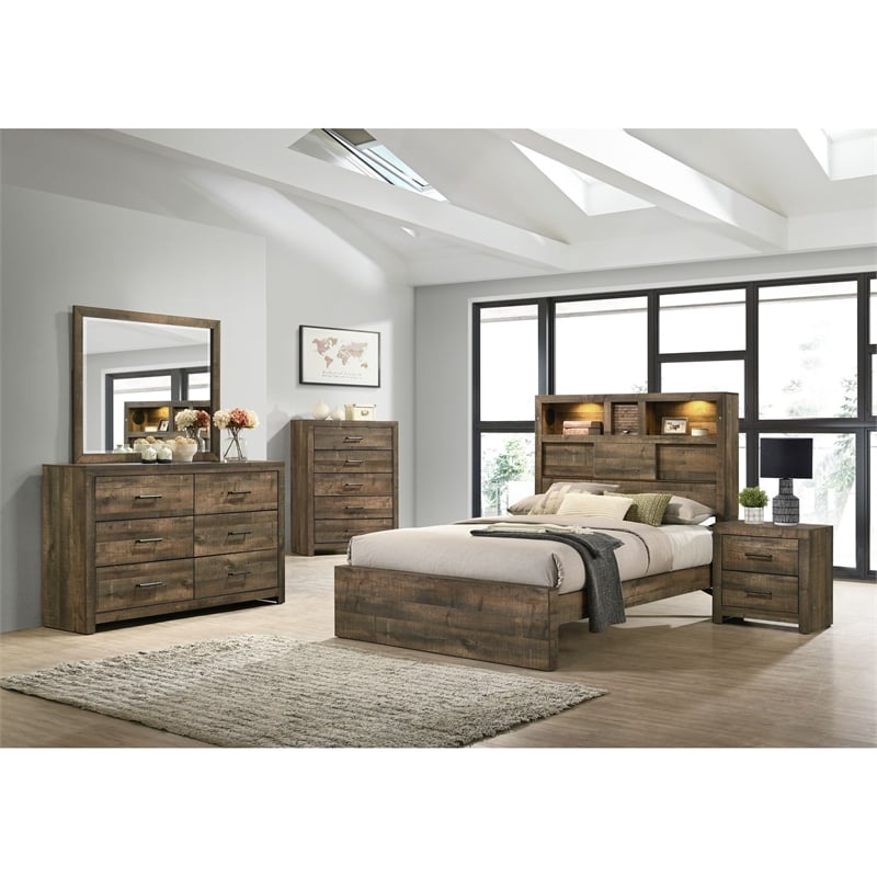 Picket House Furnishings Beckett Full Bookcase Panel 4PC Bedroom Set w/Bluetooth