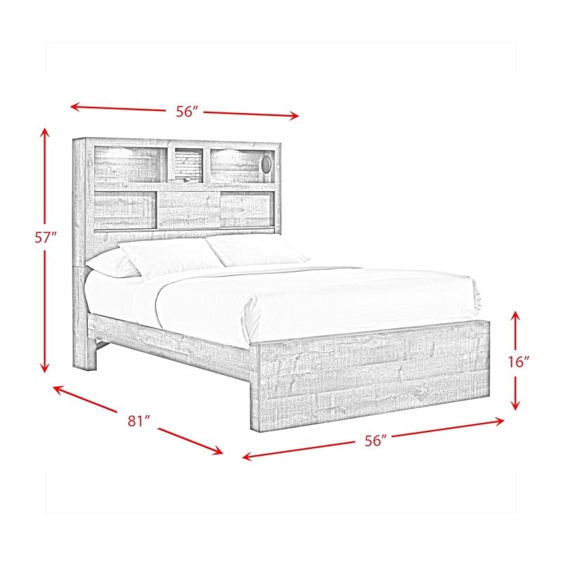 Picket House Furnishings Beckett Full Bookcase Panel 4PC Bedroom Set w/Bluetooth