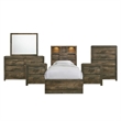 Picket House Furnishings Beckett Twin Bookcase Panel 6PC Bedroom Set w/Bluetooth