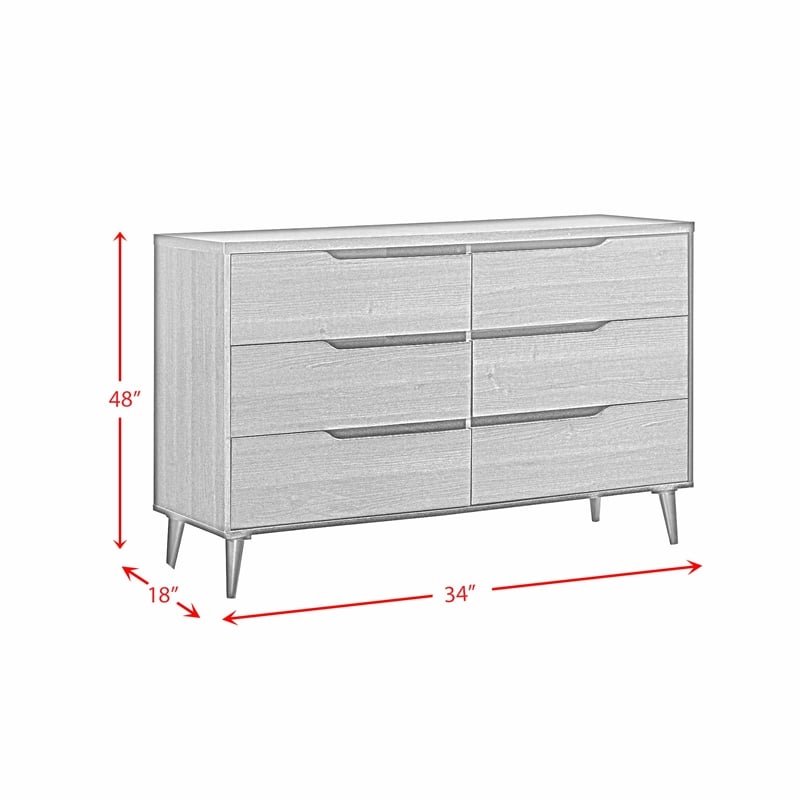 Picket House Furnishings Cohen 6-Drawers Bedroom Dresser in Gray