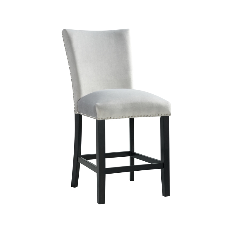 Celine 5PC Square Counter Height Dining Set-Table & Four Grey Velvet Chairs