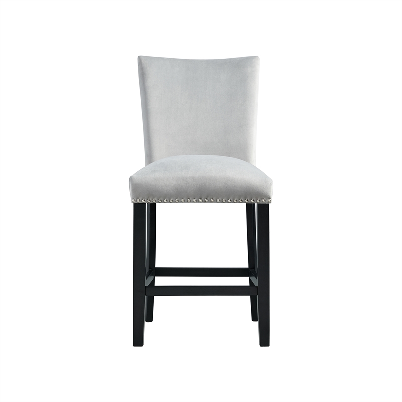 Celine 5PC Square Counter Height Dining Set-Table & Four Grey Velvet Chairs