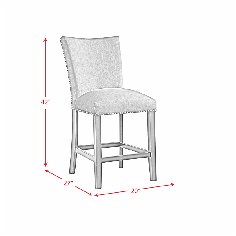 Celine 5PC Square Counter Height Dining Set-Table & Four Grey Velvet Chairs
