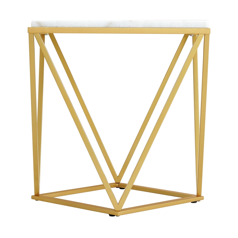 Picket House Furnishings Conner End Table with Gold Metal