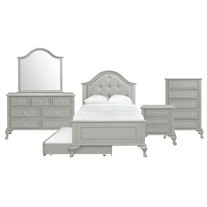 picket house furnishings jenna twin panel 5pc bedroom set in gray