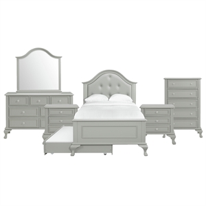 picket house furnishings jenna twin panel 6pc bedroom set in gray