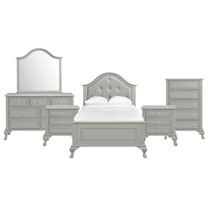 picket house furnishings jenna twin panel 6pc bedroom set in grey