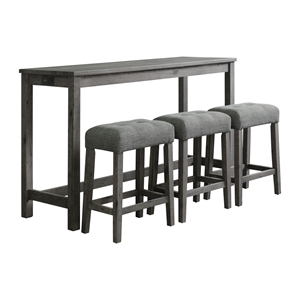 picket house furnishing transitional wood multipurpose bar table set in charcoal