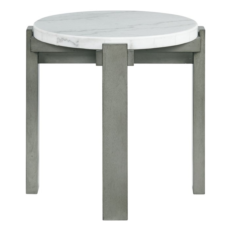 Picket House Furnishings Rysa Round End Table in Gray