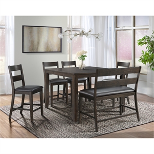picket house furnishings alpha 6pc counter height dining set in brown