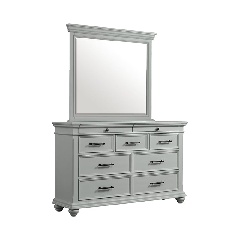Picket House Furnishings Brooks Queen Platform Storage 5PC Bedroom Set in Gray