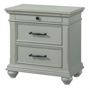 picket house furnishings brooks 3-drawer nightstand with usb ports in gray