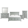 Picket House Furnishings Brooks King Platform Storage 5PC Bedroom Set in Gray