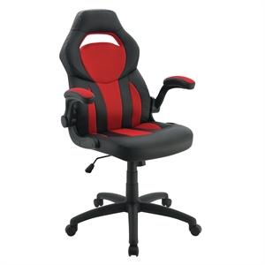 picket house furnishings zeno pc gaming chair in red/black