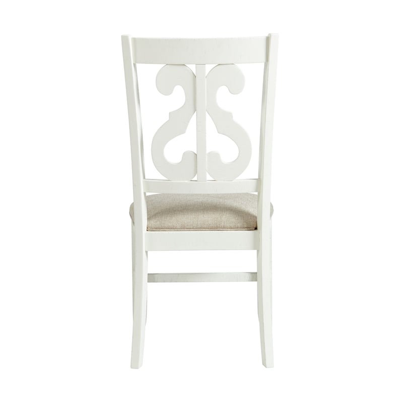 Picket House Furnishings Stanford Wooden Swirl Back Side Chair Set in White