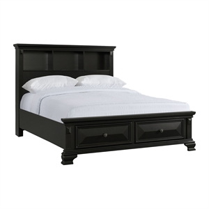 picket house furnishings trent queen bookcase storage bed in black