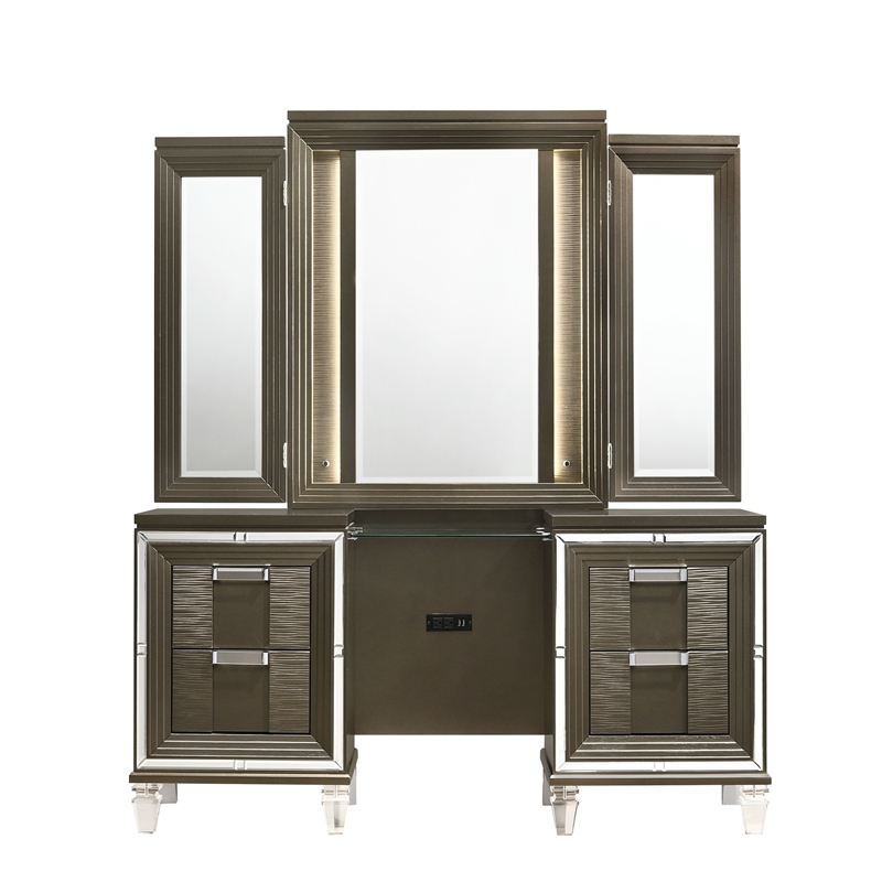 Picket House Furnishings Charlotte Vanity Set with USB in Copper