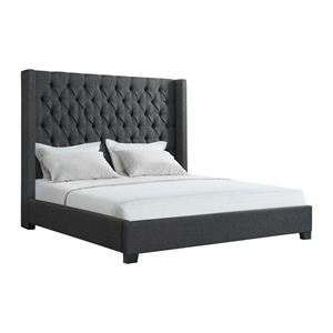 Picket House Furnishings Arden King Tufted Upholstered Bed in Charcoal