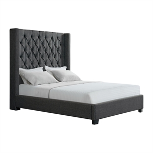 Picket House Furnishings Arden Queen Tufted Upholstered Bed in Charcoal
