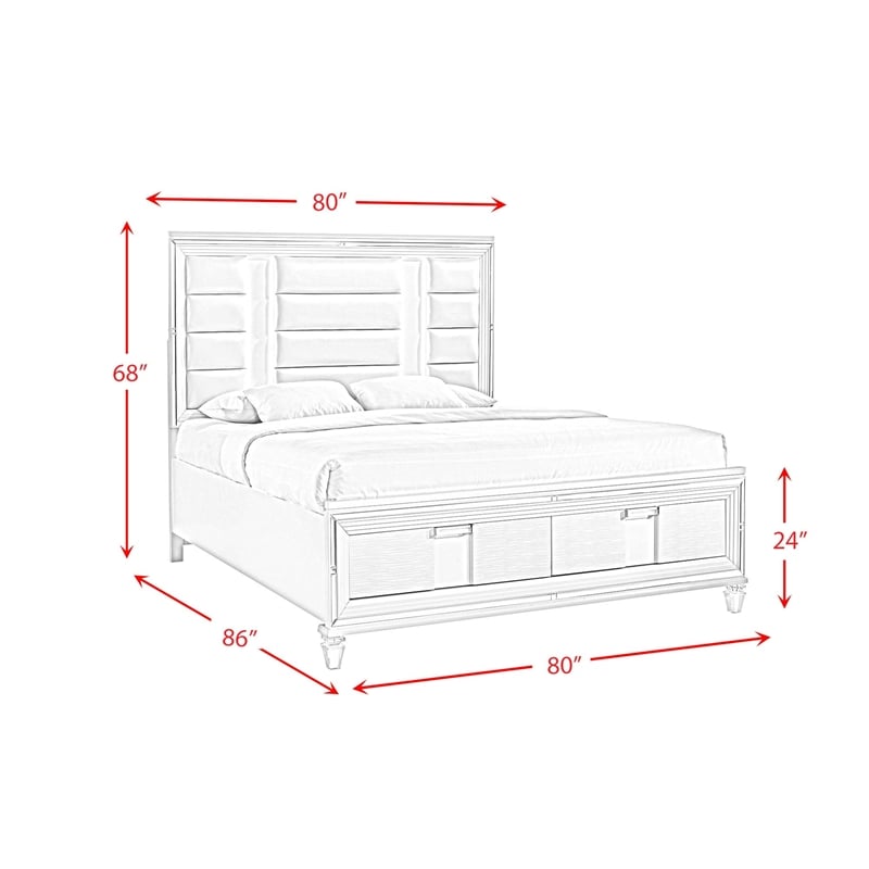 Picket House Furnishings Charlotte King Storage 3PC Bedroom Set in White