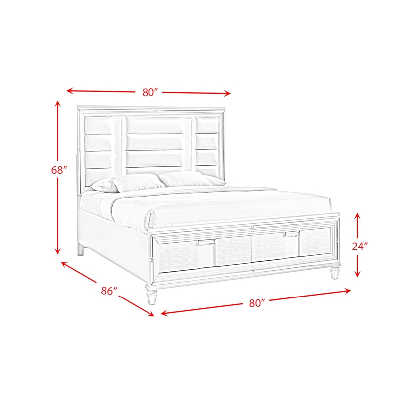 Picket House Furnishings Charlotte King Storage 5PC Bedroom Set in White