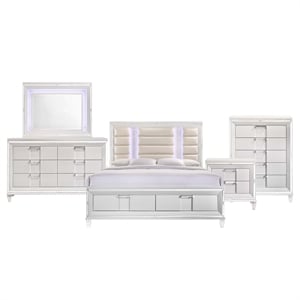 Picket House Furnishings Charlotte King Storage 5PC Bedroom Set in White