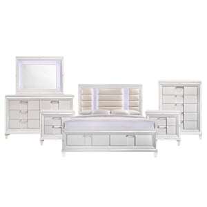 Picket House Furnishings Charlotte King Storage 6PC Bedroom Set in White