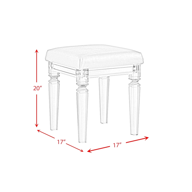 Picket House Furnishings Charlotte Vanity Stool with Acrylic Leg