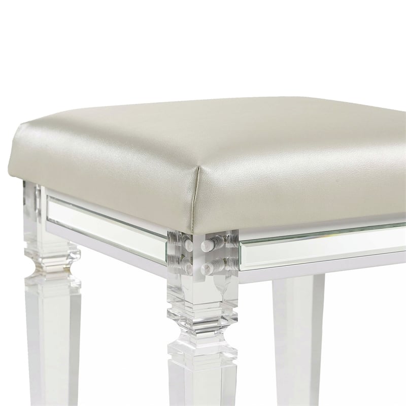 Picket House Furnishings Charlotte Vanity Stool with Acrylic Leg