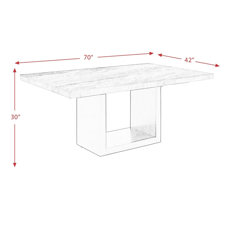 Picket House Furnishings Willow Marble Standard Height Table in Gray