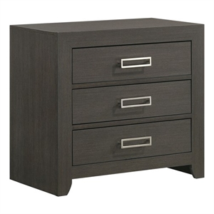 picket house furnishings roma 3-drawer nightstand with usb in grey