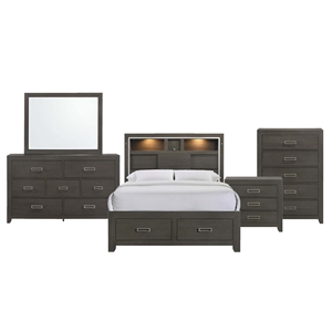 picket house furnishings roma queen storage 5pc bedroom set in grey
