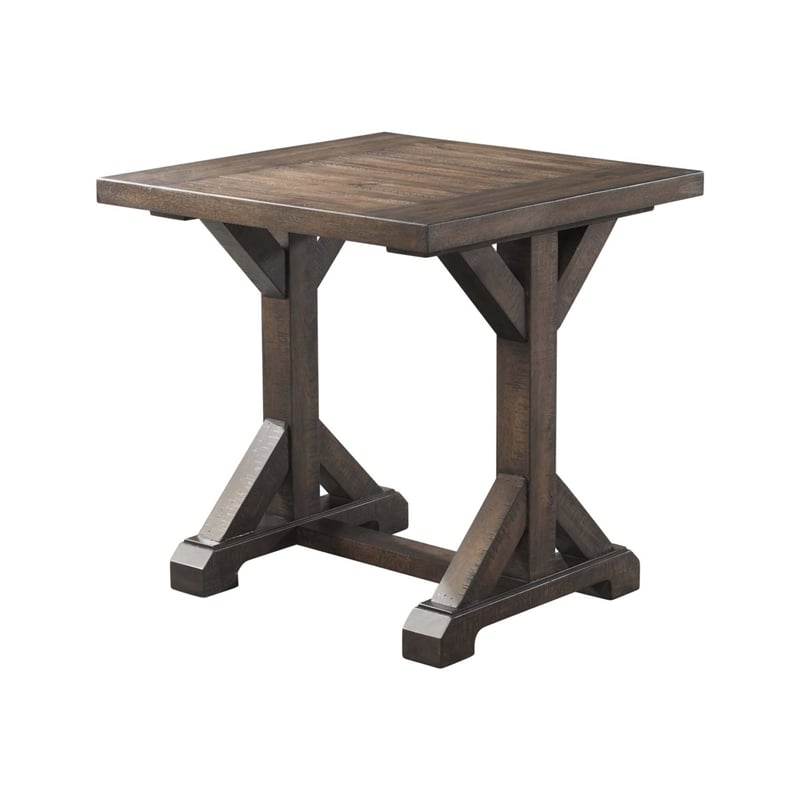 Picket House Furnishings Finn 3-Piece Accent Trestle Table Set in Dark Walnut
