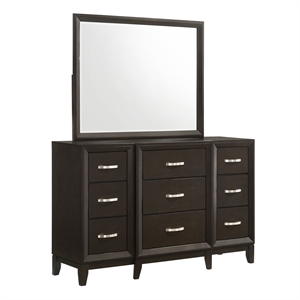picket house furnishings warren 9-drawer wood dresser with mirror in brown