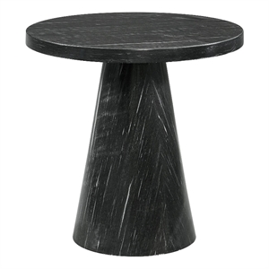 Picket House Furnishings Odette 22&quot Round Marble End Table in Gray Finish