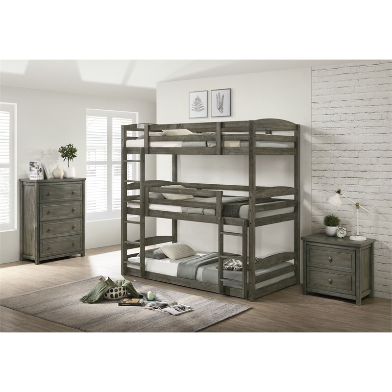 Picket House Furnishings Wyatt Trey 2-Drawer Wood Nightstand in Gray