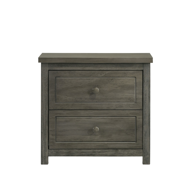 Picket House Furnishings Wyatt Trey 2-Drawer Wood Nightstand in Gray