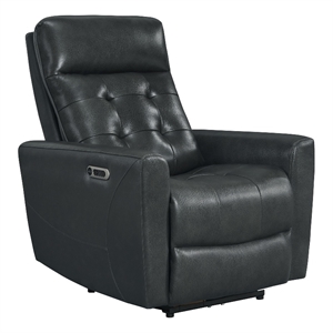 picket house furnishings astro power recliner with power headrest- jazz charcoal