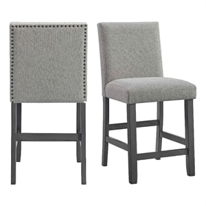 Picket House Furnishings Hester Counter Side Set Chair with Gray Fabric in Grey