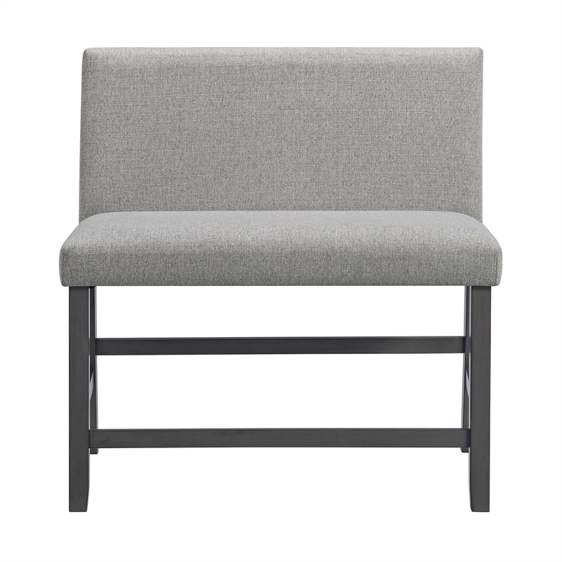 Picket House Furnishings Hester Counter Bench - Upholstered Back in Grey