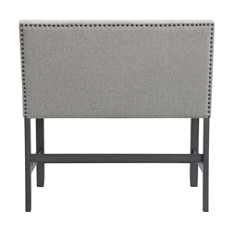 Picket House Furnishings Hester Counter Bench - Upholstered Back in Grey