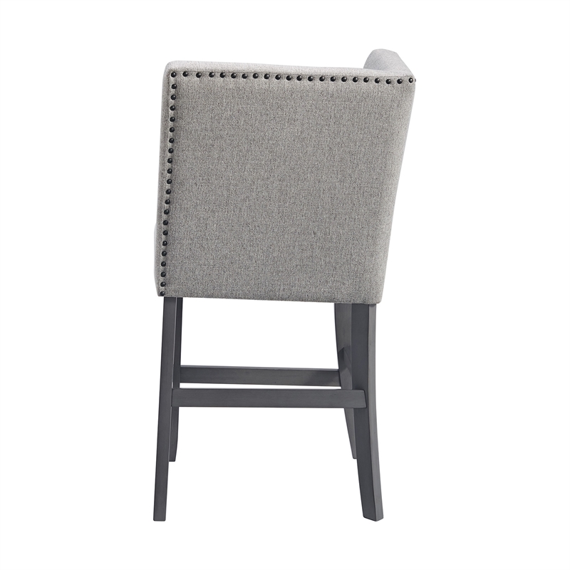 Picket House Furnishings Hester Counter Corner Bench - Upholstered Back in Grey