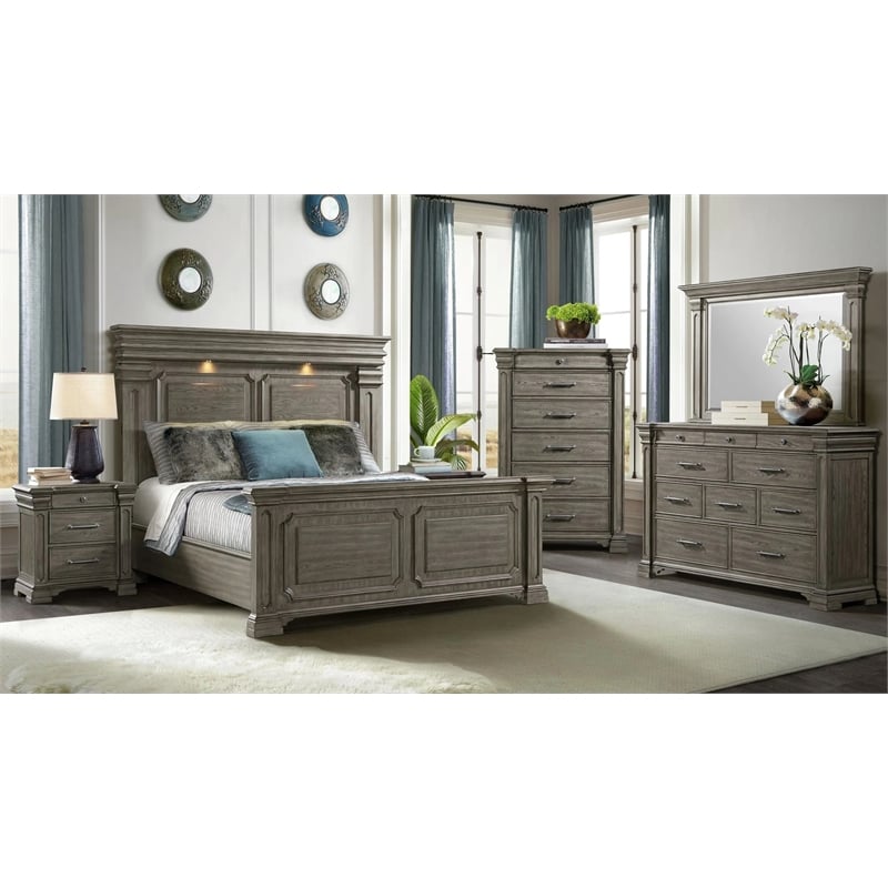 Picket House Furnishings Paterson Wood 6-Drawers Bedroom Chest in Gray