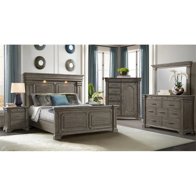 Picket House Furnishings Paterson Wood 1-Door/7-Drawers Bedroom Chest in Gray