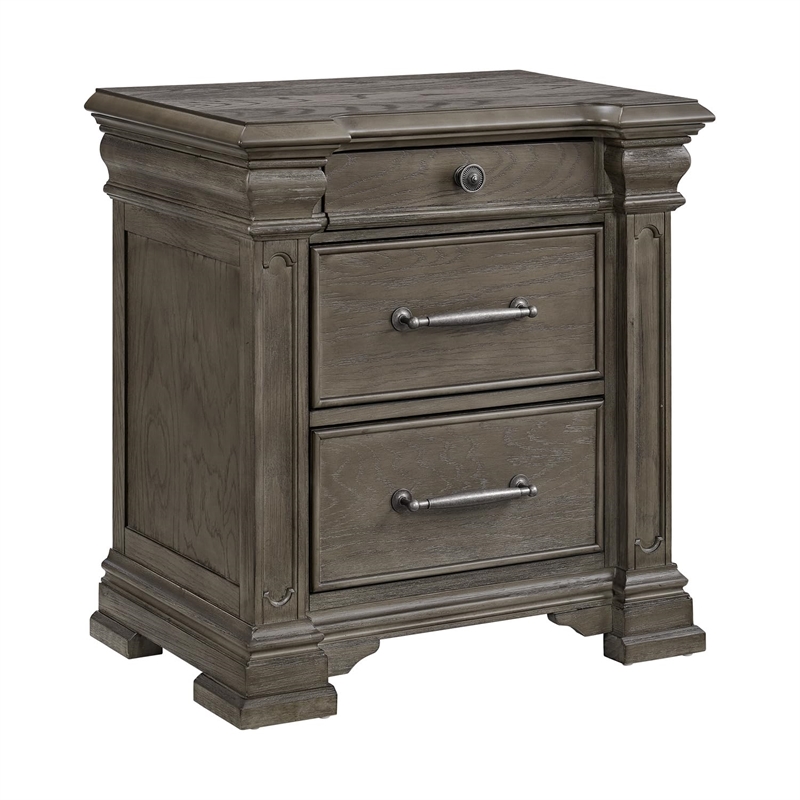 Picket House Furnishings Paterson  3-Drawer Nightstand  (Sliding Top) in Grey