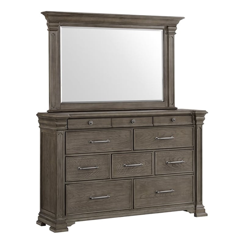 Picket House Furnishings Paterson 10-Drawer Bedroom Dresser & Mirror Set in Gray