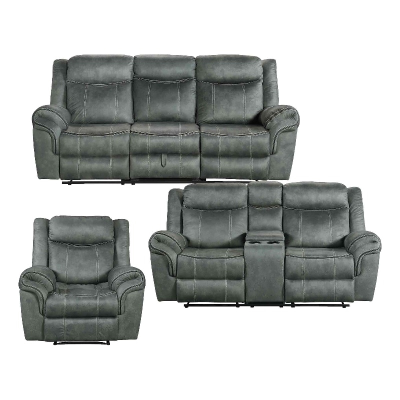 Picket House Furnishings Tasso 3PC Living Room Set in FB367 Charcoal